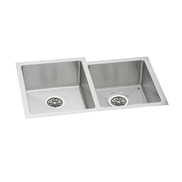 Elkay Crosstown 16 Gauge Stainless Steel 31-1/4 X 20-1/2 X 8 Offset Double Bowl Undermount Sink Kit EFRU3120RDBG - main